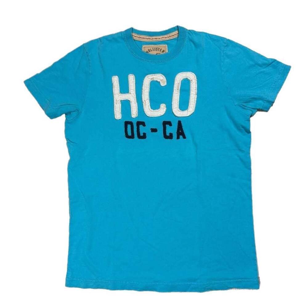 Womens Hollister California Aqua Blue HCO OC-CA Graphic T-Shirt Y2K